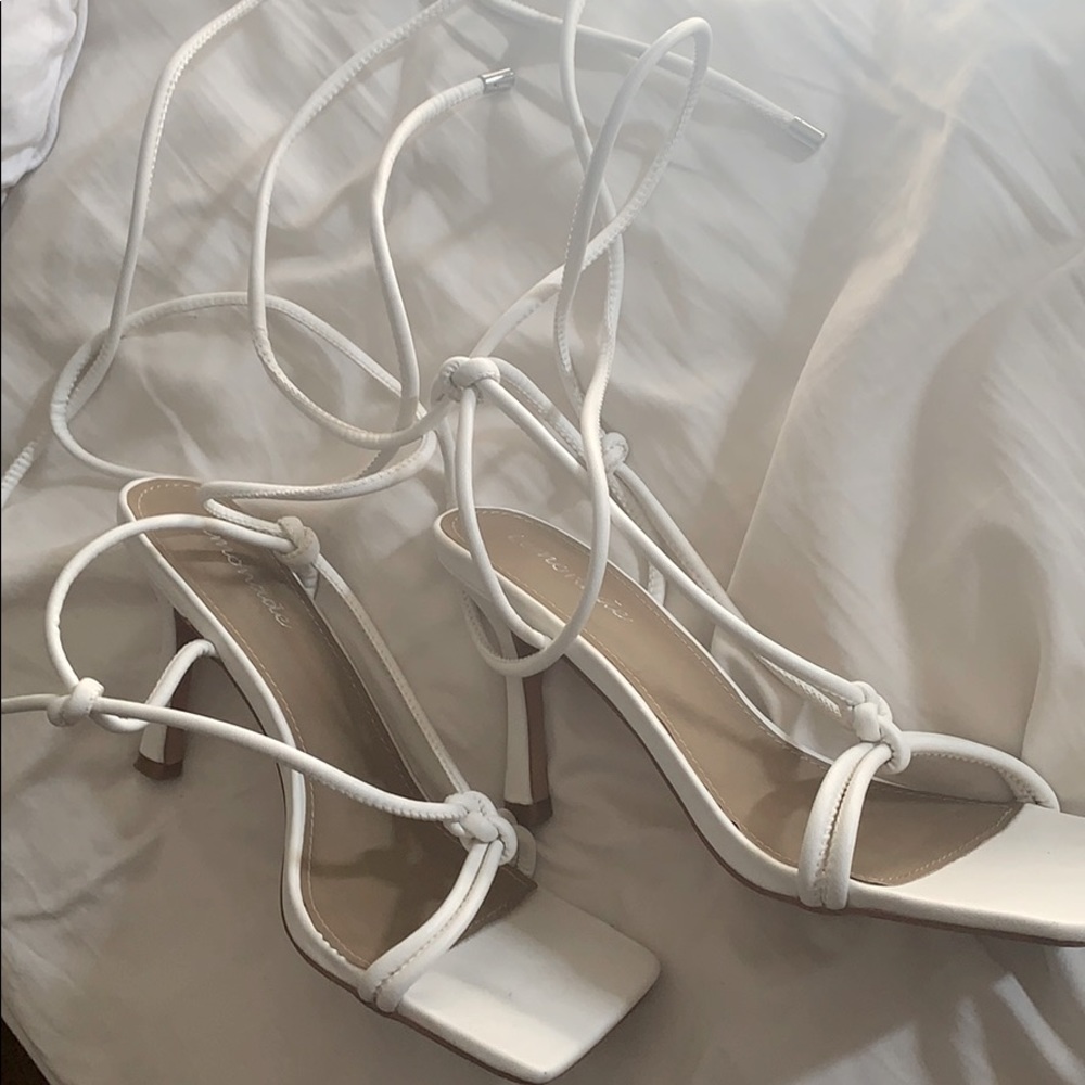 Square Toe Lace-Up Sandal Heel